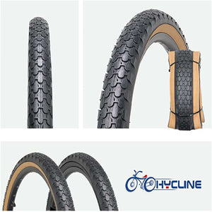 Hycline Beach Cruiser Bike Tire 26X2.125 Black/White/Brown - Hycline