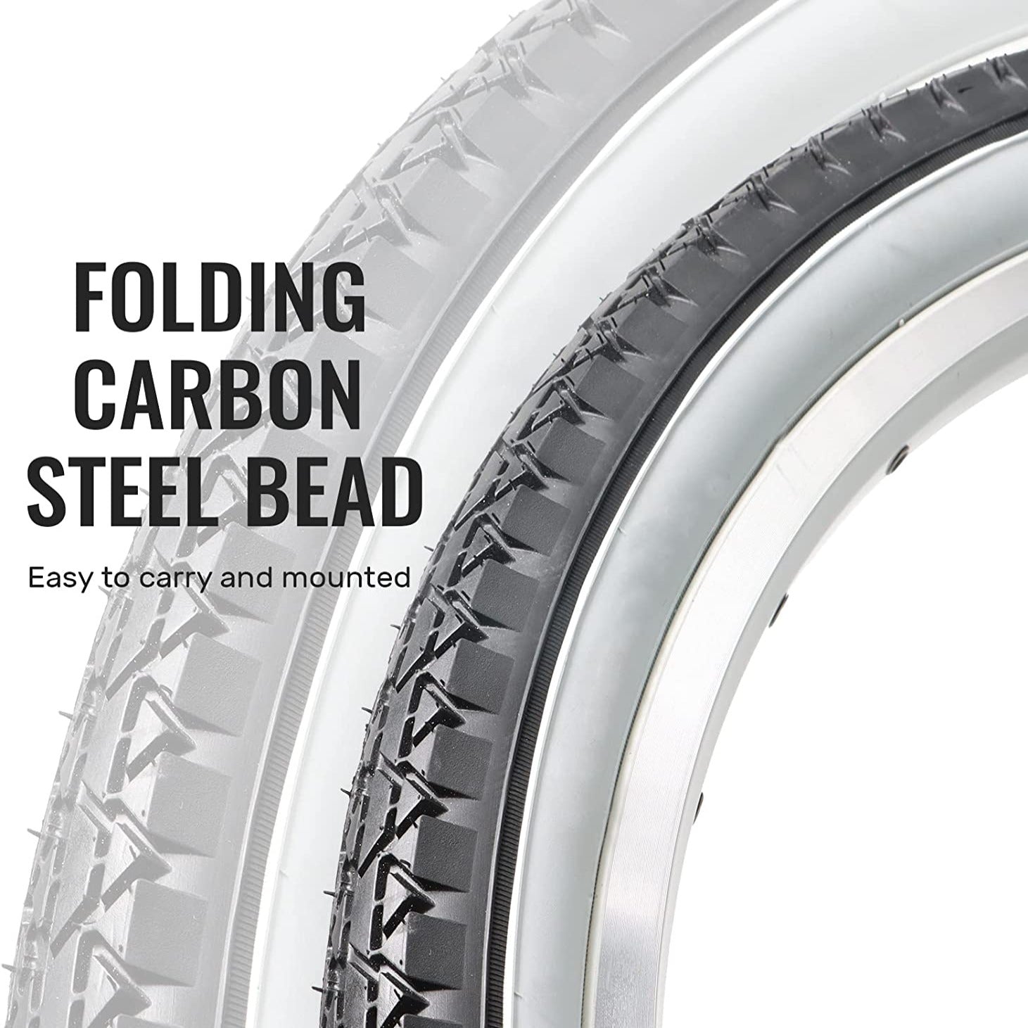 Beach Cruiser Tire Diamond Tread White Wall 26"x 2.125" carbon steel bead