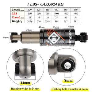 Bicycle Hydraulic Rear Shock Absorber 120/125/150/165/190mm
