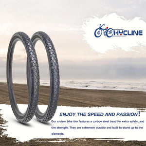 Hycline 2 Pack Bike Tire,24/26x2.125 Inch Folding Replacement Tire for Beach Cruiser Bicycle Black