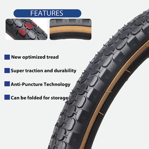 Hycline 2 Pack Bike Tire,24/26x2.125 Inch Folding Replacement Tire for Beach Cruiser Bicycle tire features