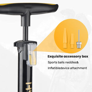 Inclusion Hyline Black floor bike pump, 160 PSI High Pressure with Schrader & Presta Valve Floor Inflator
