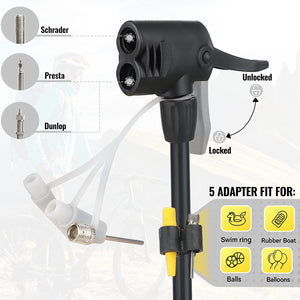 Bicycle Floor Pump With Gauge Display 160 PSI / 11 Bar