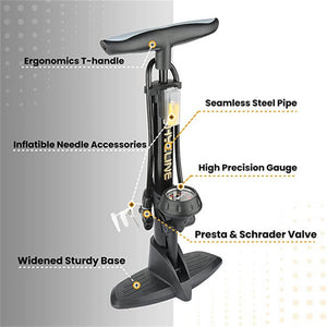 Bicycle Floor Pump With Gauge Display 160 PSI / 11 Bar