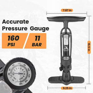 Hycline 160 PSI High Pressure Bike Floor Pump