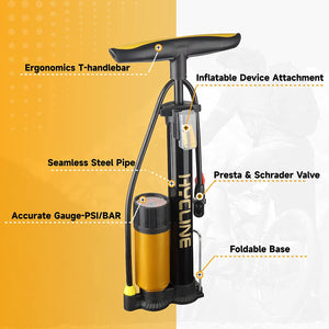 Hycline 160 PSI Bike Floor Pump with Gauge