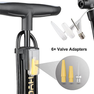 Bicycle Floor Pump With Gauge Display 160 PSI / 11 Bar with adapters