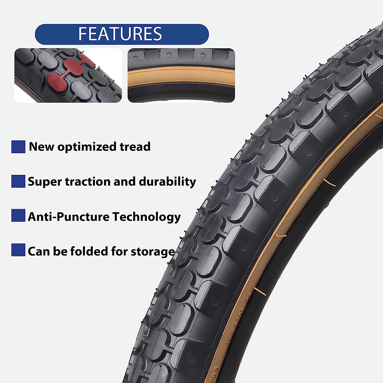 Features of Hycline 2 Pack Bike Tire,24/26x2.125 Inch Folding Replacement Tire for Beach Cruiser Bicycle tire features